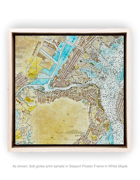New York Harbor Nautical Chart | Framed Giclee Print on Canvas